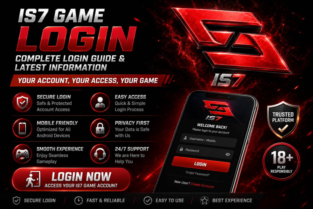 IS7 Game Login featured image with official IS7 logo and secure account login guide